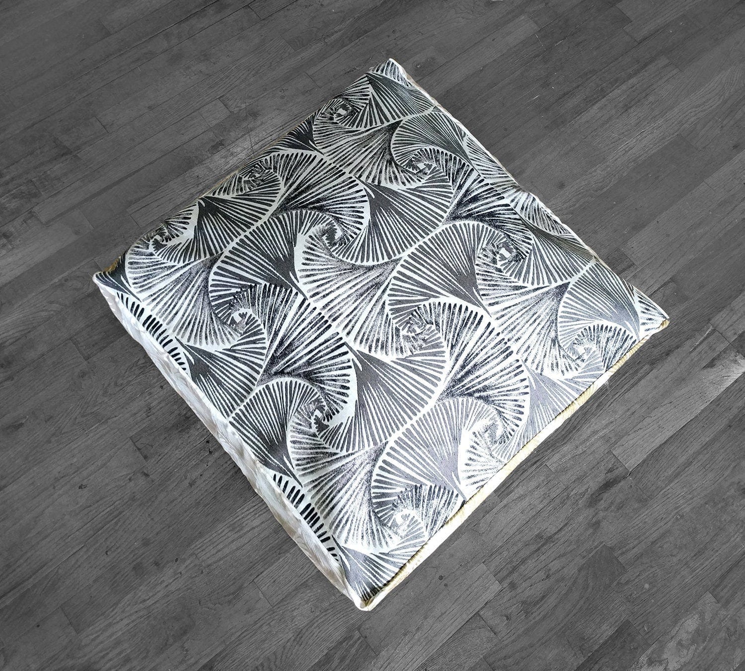 Rockin Cushions SALE Floor Pouf Cover, Ottoman Neutral Tones, Gold Patterned